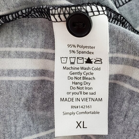 LuLaRoe Xanthe Romper Black White Striped Short Sleeve Pockets Size XL (16-18) - Picture 9 of 10